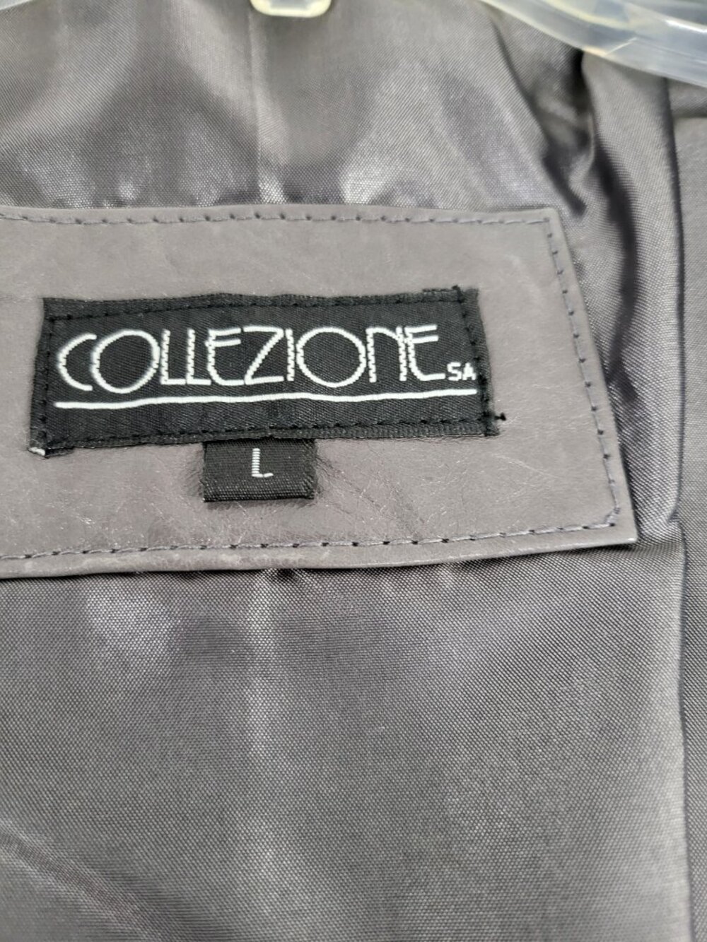 Vintage COLLEZIONE Genuine Leather Metallic Gray Moto Styling Jacket Size L - Picture 10 of 11